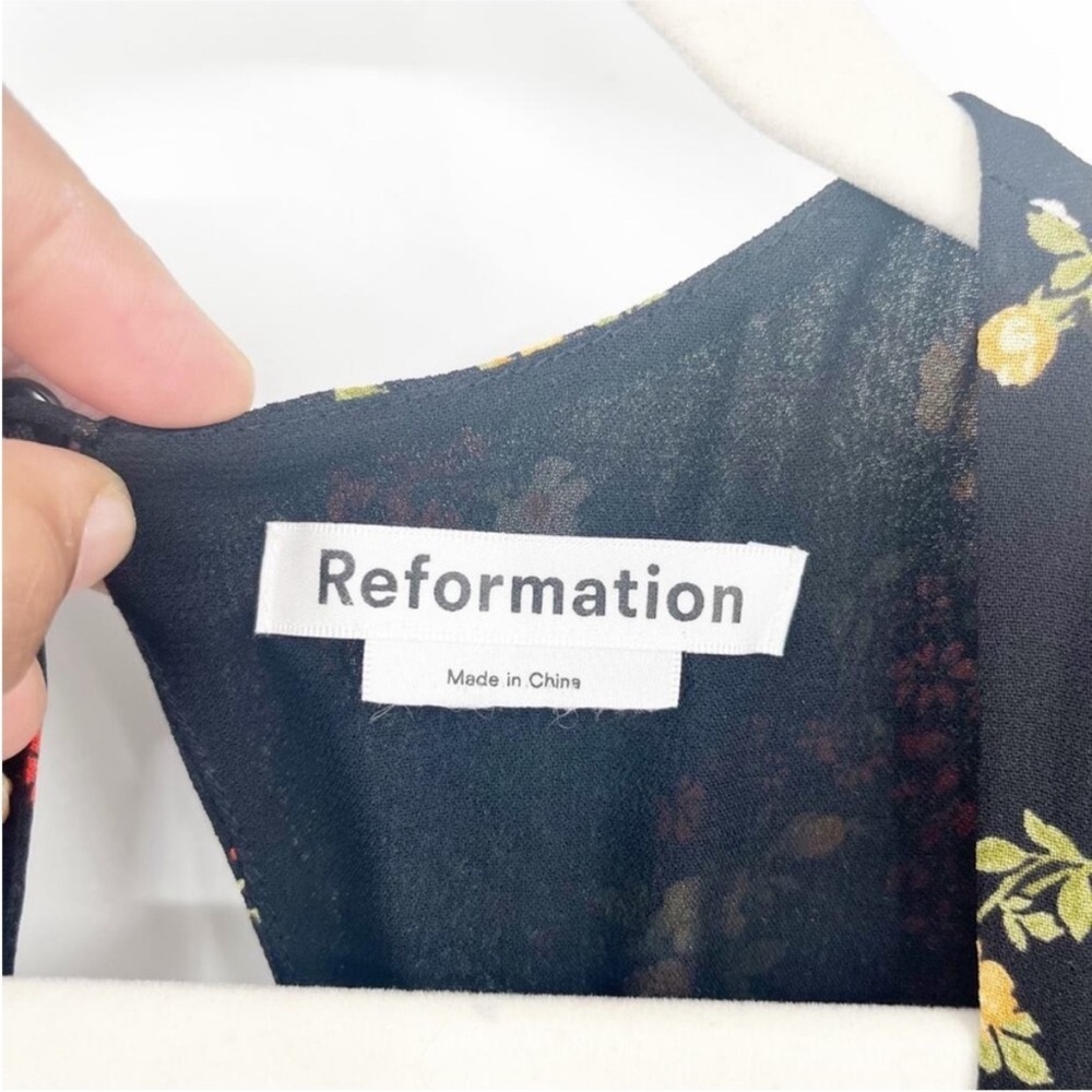 Reformation Black Floral Backless Dress - 
Vionette Midi Dress in Wildflower - Picture 5 of 8